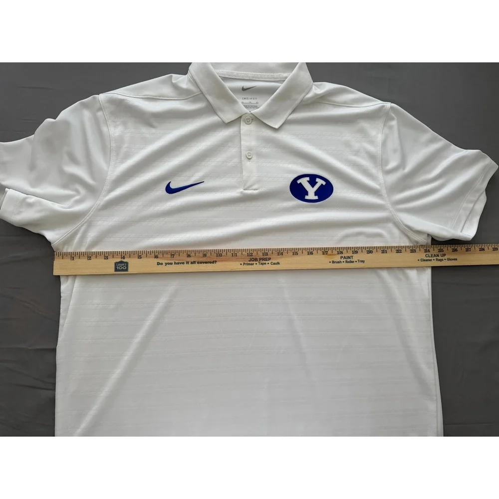 Nike BYU Cougars Dri-FIT Victory Polo Shirt Mens XL White Embroidered Logo